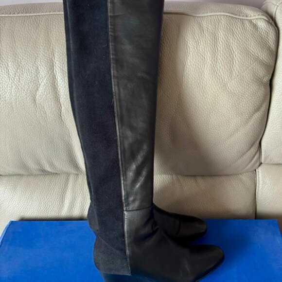 Stuart Weitzman Blaire over the knee black leather Wedge boots size 9 - Picture 16 of 16
